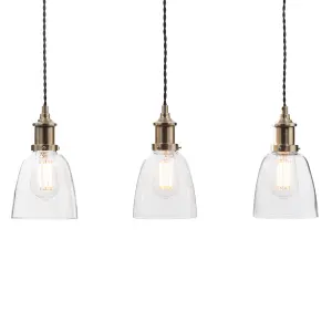 Litecraft Industrial Brass 3 Lamp Ceiling Pendant Light