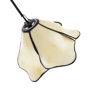 Elegant Designer Pendant Lighting Shade with Amber Cream Glass Floral Petals