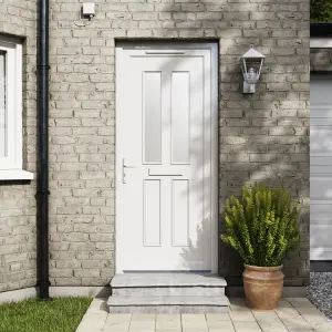 Fortia Chesil Frosted Glazed White RH External Front Door set, (H)2085mm (W)840mm