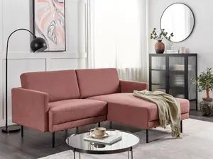 Left-Hand Corner Sofa BREDA Golden Brown Fabric 2 Seater Left Hand