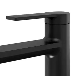 GoodHome Akita Tall Matt Black Round Basin Mixer Tap