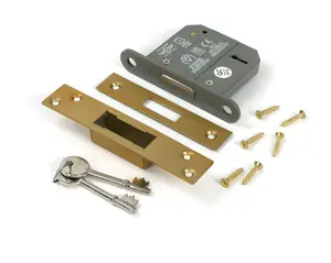 From The Anvil Satin Brass 3" 5 Lever BS Dead Lock KA