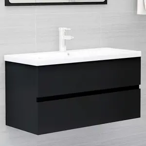 Berkfield Sink Cabinet Black 90x38.5x45 cm Engineered Wood