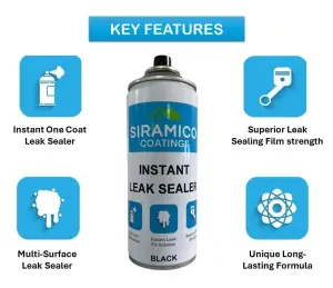 Instant Leak Sealer Black - 400ml - Waterproof Sealant Spray