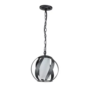 Luminosa Quoizel Blacksmith Spherical Pendant Ceiling Light Old Black, IP44