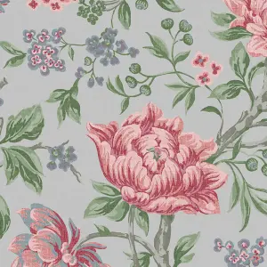 Laura Ashley Tapestry Slate grey Floral Smooth Wallpaper