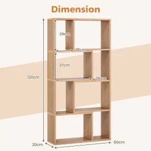 COSTWAY 5-Tier Geometric Bookshelf 120 CM Tall Bookcase Modern 8-Cube Display Shelving