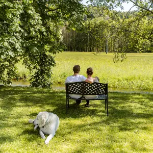 Lazy Susan Jasmine Garden Bench, 2 Seater Bench, Cast Aluminium Bench, 102cm Wide Metal Bench