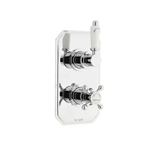 Chrome Thermostatic Concealed Mixer Shower With Wall Mounted Slide Rail Kit & Overhead Drencher (Ocean) - 2 Shower Heads