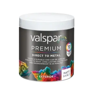 Valspar Premium Direct to Metal Exterior Metal & wood Matt Basecoat, Mixed, Base A, 236ml Tester pot