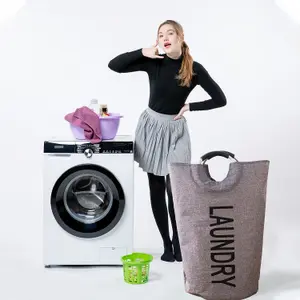 40L Grey Collapsible Laundry Hamper with Padded Handles Foldable Laundry Basket