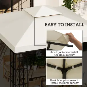 Outsunny 3(m) 2 Tier Garden Gazebo Top Cover Replacement Canopy Roof Cream White