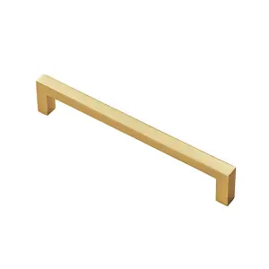 2x Square Block Pull Handle 170 x 10mm 160mm Fixing Centres Satin Brass