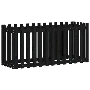 Berkfield Garden Raised Bed with Fence Design Black 150x50x70 cm Solid Wood Pine