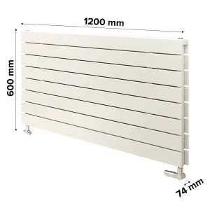 Ximax Vertirad Duplex Deluxe HWHDX6012W White Horizontal Designer 4027BTU Radiator, (W)1200mm x (H)600mm