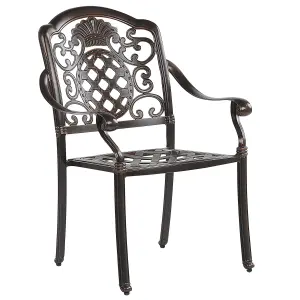 Set of 4 Garden Chairs with Cushions SALENTO Metal Dark Brown