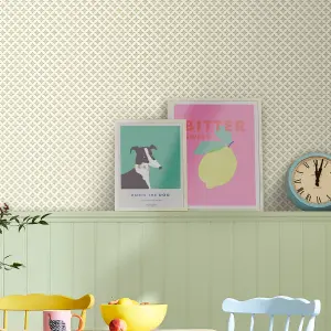 Joules Green Geometric Smooth Wallpaper