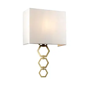 Elstead Ria Medium 1 Light Wall Light, Aged Brass, Ivory Faux Silk Shade