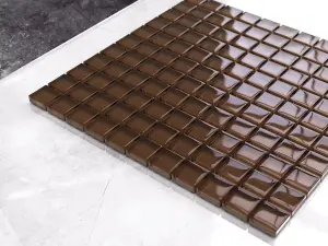 Glass mosaic on mesh for bathroom or kitchen 300mm x 300mm - Chocolate