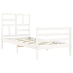 Berkfield Bed Frame with Headboard White 90x200 cm Solid Wood