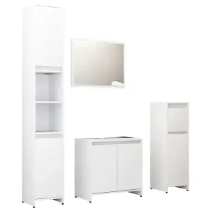 Berkfield 4 Piece Bathroom Furniture Set White Engineered Wood