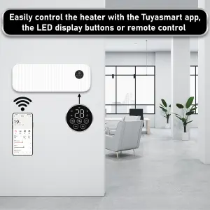 MYLEK Overdoor White Air Curtain Heater Fan 2000W, Smart WIFI App Or Remote Control 2kw