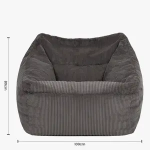 icon Morgan Corduroy Armchair Bean Bag and Footstool Set Charcoal Grey Giant Bean Bag Chair