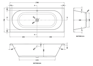 Double Ended Straight Shower Bath with Leg Set - 1700mm x 750mm (Tap, Waste and Panel Not Included)