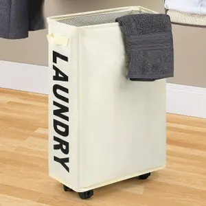 Sorter and Organizer on Wheels - 22" Rolling Slim Laundry Basket with Stand - Laundry Hamper Basket