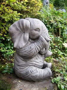 Lovely Trunk-Down Large Elephant Garden Ornament