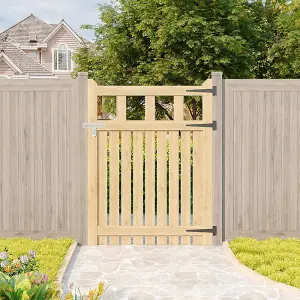 Garden Gate Wooden Fence Door with Door Latch for Home Yard 90cmW x 120cmH