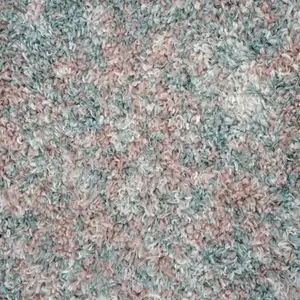 Super Soft Mottled Teal Blue & Blush Pink Shaggy Runner Rug 60x240cm