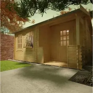 16ft x 14ft (4.87m x 4.26m) Amber 44mm Wooden Log Cabin (19mm Tongue and Groove Floor and Roof) (16 x 14) (16x14)