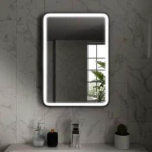 Harper & Harlow 500x700 Vela Matt Black LED Illuminated Bathroom Mirror