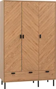 Leon 3 Door 2 Drawer Wardrobe Medium Oak Effect