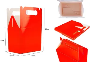 30Pcs Red Colour Cardboard Lunch Takeaway Birthday Wedding Carry Meal Food Cake Party Box Childrens Loot Bags