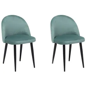 Set of 2 Dining Chairs VISALIA Velvet Mint Green