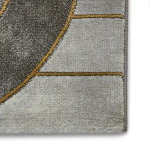 Grey Gold Abstract Modern Easy to clean Rug for Dining Room Bed Room and Living Room-160cm X 220cm