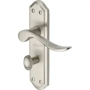 Heritage Door Handle for Bathroom Sandown Design (Set of 2) Satin Nickel