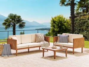 Garden Sofa BARATTI Acacia Wood Light Wood 3 Seater