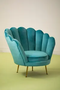 Interiors by Premier Ovala Blue Scalloped Chair