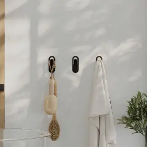 Decortie Modern Elix Unique Metal Matte Black Triple Hooks for Hanging, Set of 3 Hooks Kitchen, Waterproof, Stainless Steel Hooks