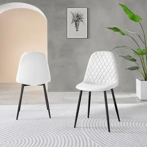 Furniturebox UK 4 Seater Dining Set - Imperia White High Gloss Dining Table and Chairs - 4 White Corona Black Leg Chairs