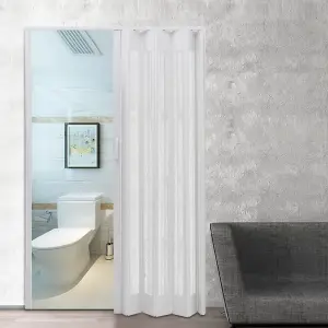 White PVC Folding Interior Door Accordion Door for Kitchen & Bathroom 81cm W x 203cm H