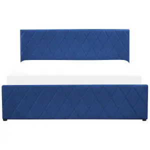 Velvet EU King Size Ottoman Bed Blue ROCHEFORT