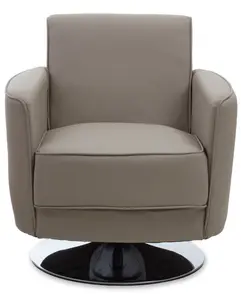 Interiors by Premier Mink Leather Effect Arm Chair, Leather Living Room Chair with Chrome Base, Upholstered Dining Chair