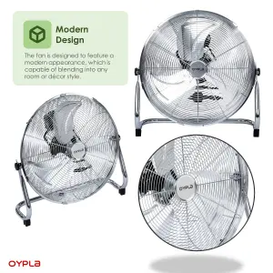 Oypla Electrical 18" Chrome 3 Speed Free Standing Gym Fan