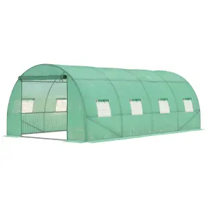 Outsunny 6 x 3M Polytunnel Walk-in Garden Greenhouse with Zip Door and Windows