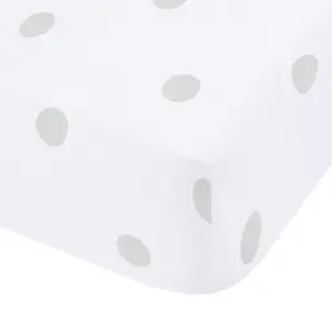 Catherine Lansfield Brushed Polka Dot Cotton Double Fitted Sheet Grey