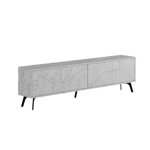 Decortie Dune Modern TV Unit Multimedia Centre with Storage Stylish TV Cabinet 65" TVs White Marble Effect 180cm